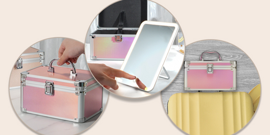 Qislee mini makeup organizer with mirror