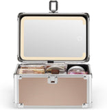 Makeup case with mirror and compartments on a white background