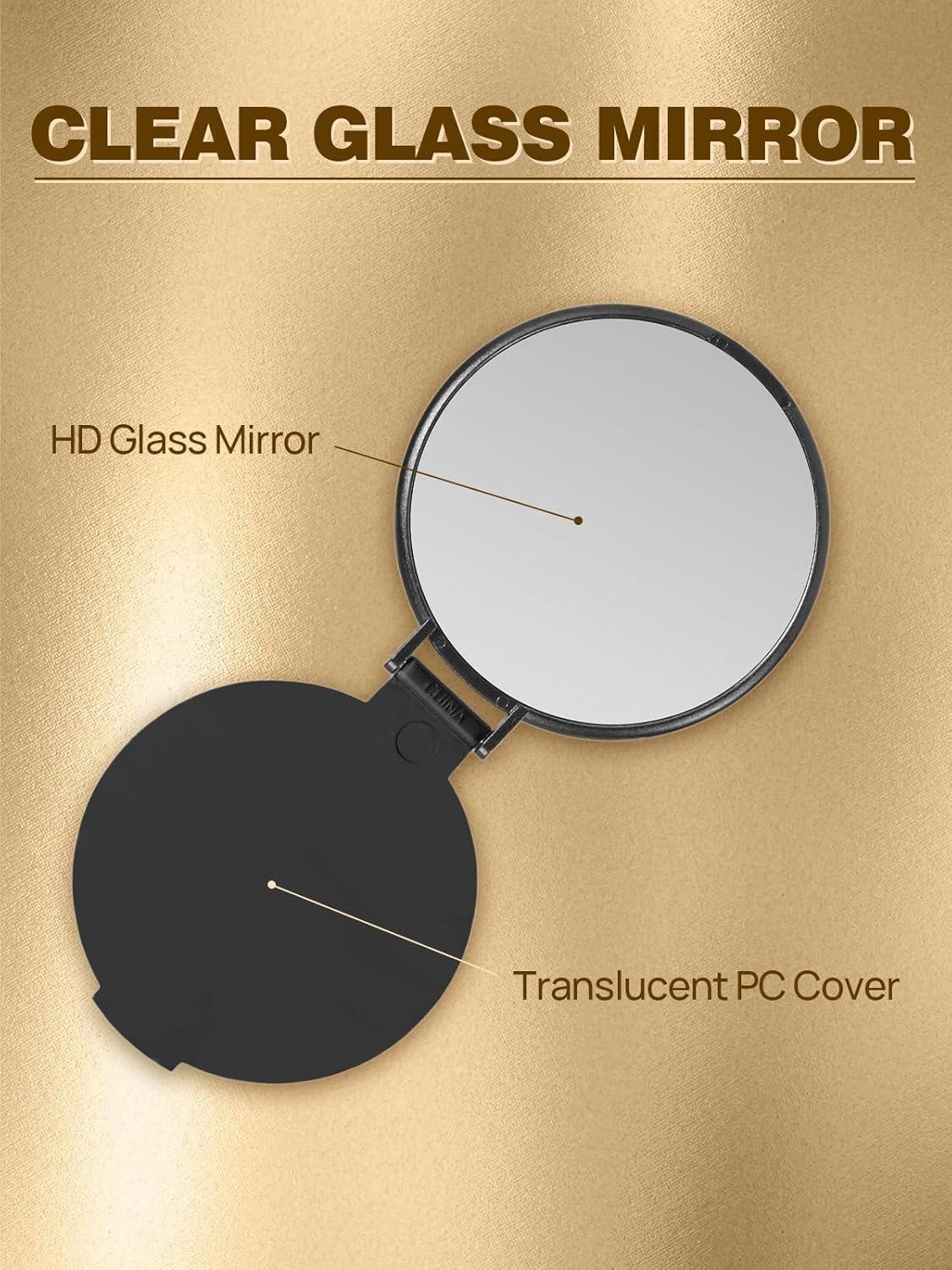 HD compact mirror with translucent PC cover on a beige background