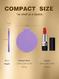 purple compact mirror compared to a red lipstick's size