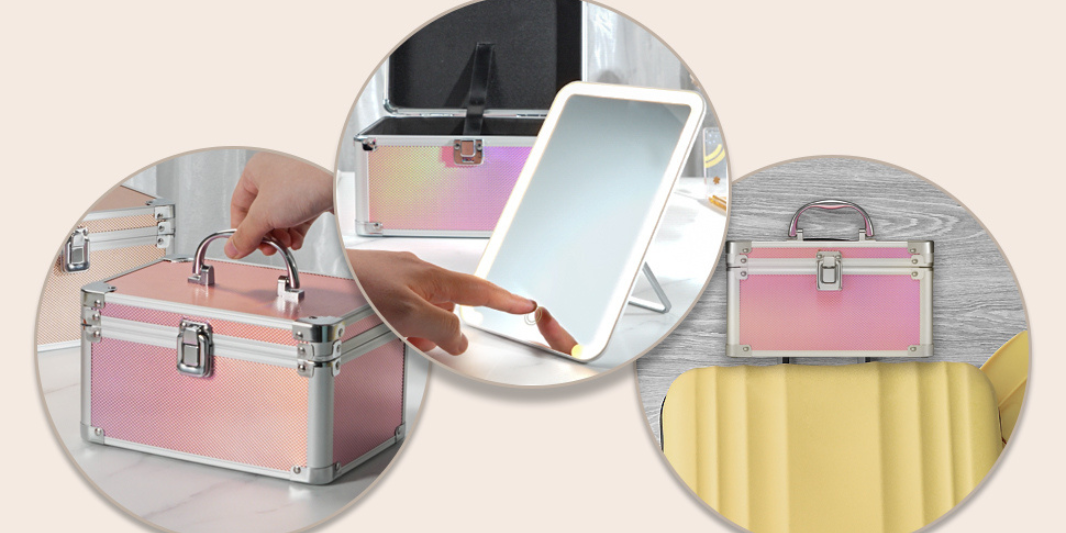 Qislee mini makeup organizer with mirror