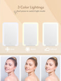 Qislee Travel Makeup Mirror with Lights, 3 Color Modes, Desk Mirror with Foldable Stand, Touch Dimming, Perfect Travel Accessory