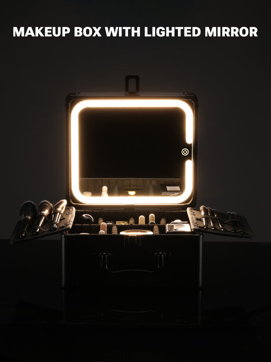 lighted mirror in a dark surrounding
